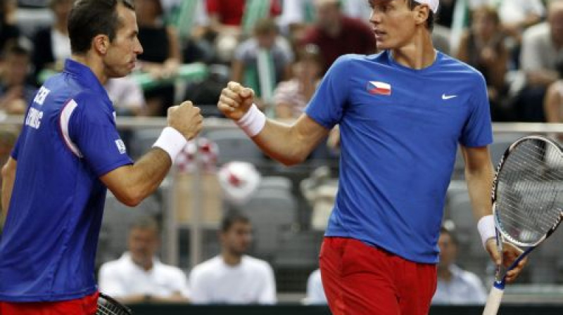 Radeks Štepaneks un Tomass Berdihs uzvarēja gan vienspēlēs, gan dubultspēlē
Foto: AFP
