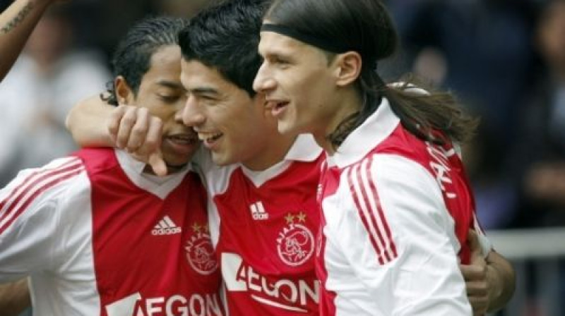 ''Ajax'' uzvaras kaldinātāji - Urbijs Emanuelsons, Luiss Suarezs un Marko Panteličs
Foto: fcupdate.nl
