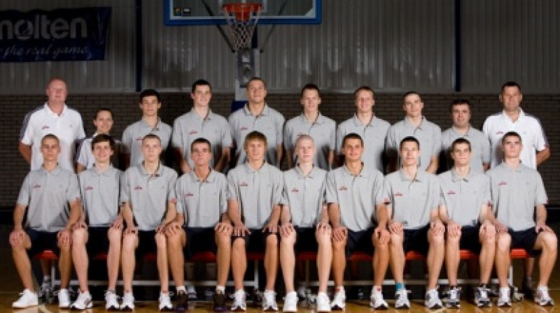 U18 izlase pirms došanās uz 2010.gada Eiropas čempionātu. Foto: basket.lv