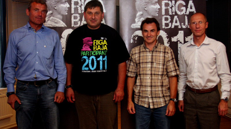 "Riga Baja" preses konferences dalībnieki Jānis Naglis, Roberts Elbakjans, Vladimirs Kovaļevs un Aivars Aksenoks
Foto: Renārs Buivids ("Riga Baja")