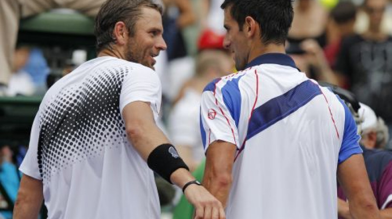 Mārdijs Fišs un Novaks Džokovičs
Foto: Reuters/Scanpix