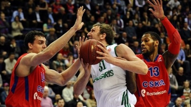 Piektdien CSKA savā laukumā Eirolīgas spēlē pieveica Kauņas "Žalgiri"
Foto: AFP/Scanpix