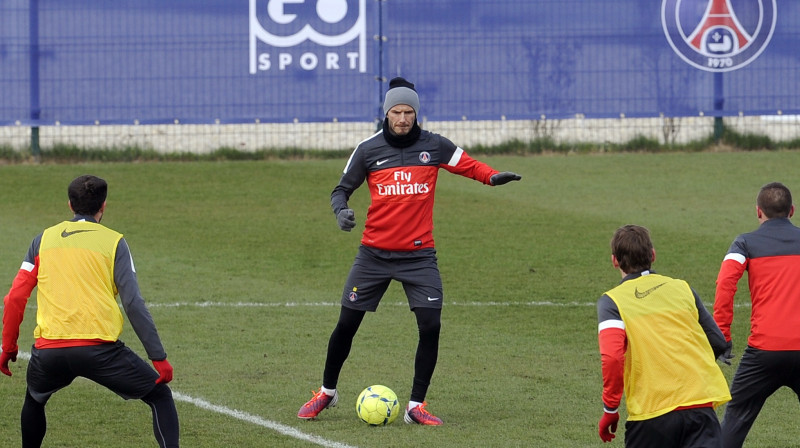 Deivids Bekhems PSG treniņā 
Foto: AP/Scanpix