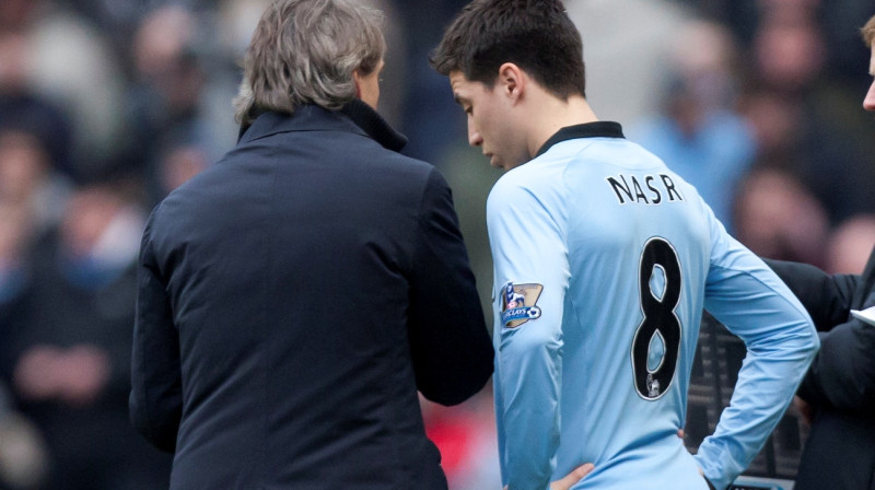 Roberto Mančīni un Samīrs Nasrī 
Foto: AP/Scanpix