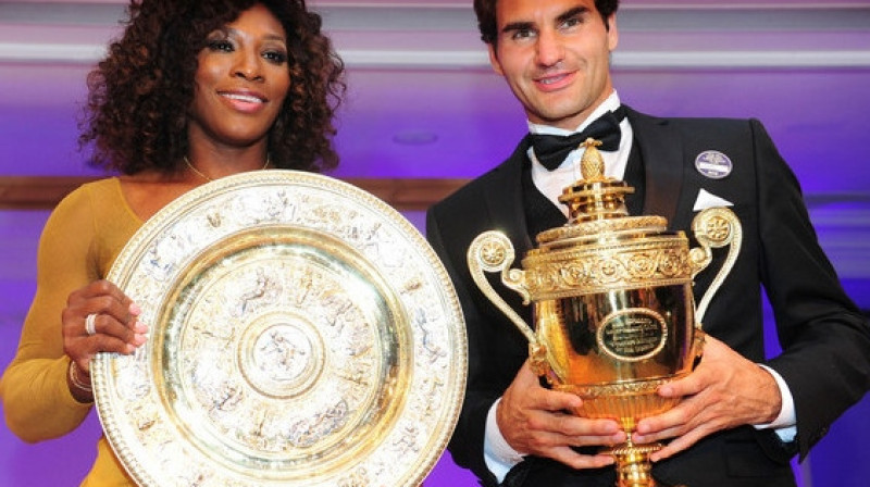 2012. gada Vimbldonas čempioni - Serēna Viljamsa un Rodžers Federers
Foto: PA Wire/Scanpix