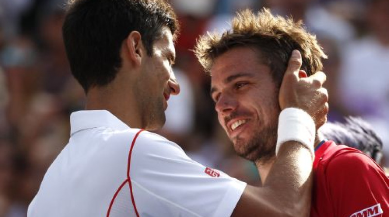 Novaks Džokovičs un Stanislass Vavrinka
Foto: Reuters/Scanpix