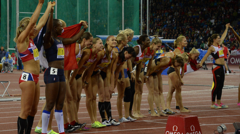 Septiņcīņnieces pēc sacensību noslēguma
Foto: AFP / Scanpix