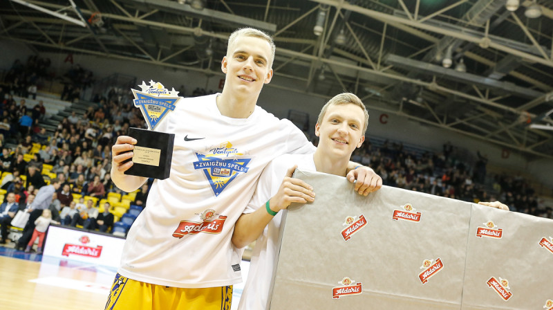 Aldaris LBL Zvaigžņu spēles Aldaris slam dunk četrkārtējais karalis Kristaps Dārgais (BK "Valmiera").
Foto: Mikus Kļaviņš, VEFRiga.com