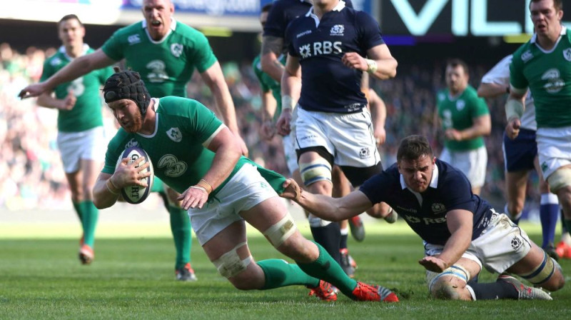 Šons O'Braiens skotus pārsteidza ar diviem piezemējumiem. 
Foto: rbs6nations.com