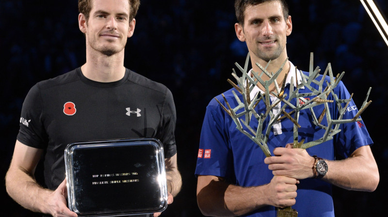 Endijs Marejs un Novaks Džokovičs ar Parīzes turnīra trofejām
Foto: AP/Scanpix