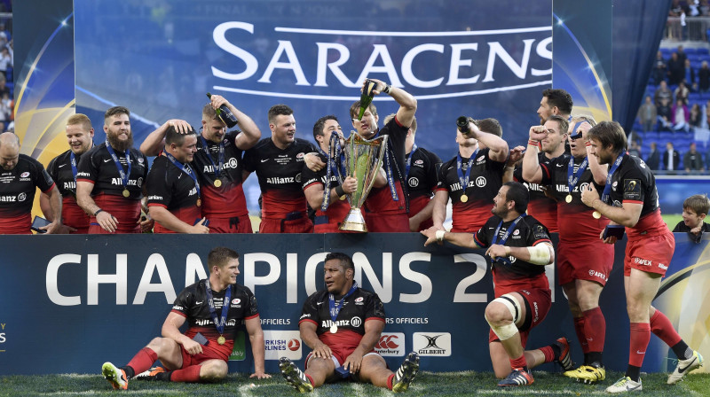 2016. gada Eiropas Čempionu kausa ieguvēji Londonas "Saracens"
Foto: AFP/Scanpix