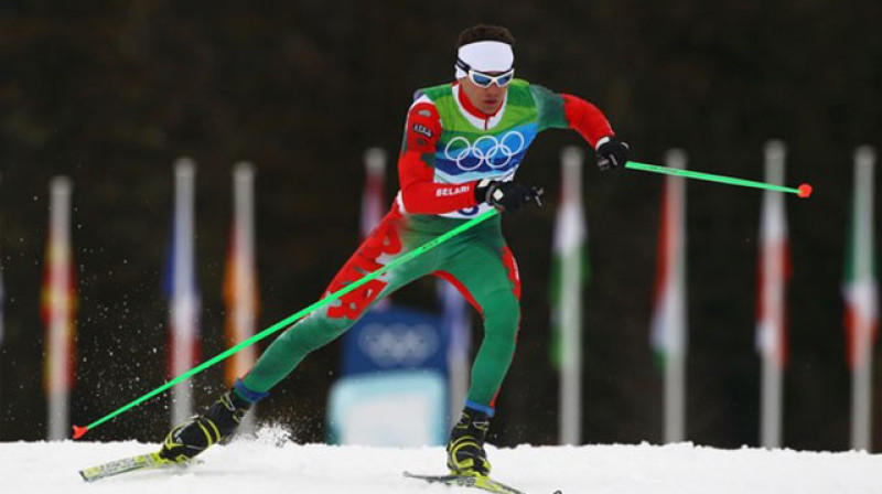 Ik pa laikam sacensībās Latvijā piedalās pasaules pašas elites slēpotāji, kāds šoreiz bija attēlā redzamais Sergejs Dalidovičs. Foto:http://minsknews.by