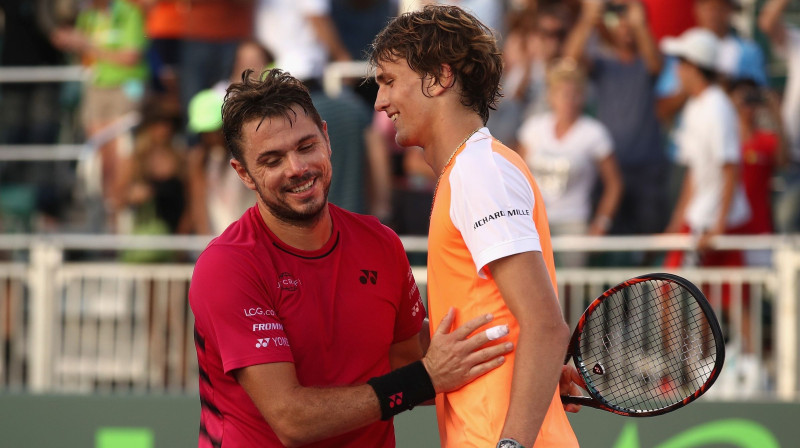 Stens Vavrinka un Aleksandrs Zverevs
Foto: AFP/Scanpix