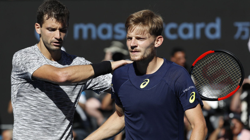 Grigors Dimitrovs un Davids Gofāns janvārī Melburnā
Foto: AP/Scanpix