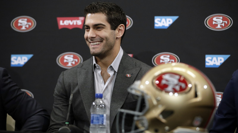 Džimijs Garopolo - šobrīd vislabāk apmaksātais NFL spēlētājs.
Foto: AP/Scanpix