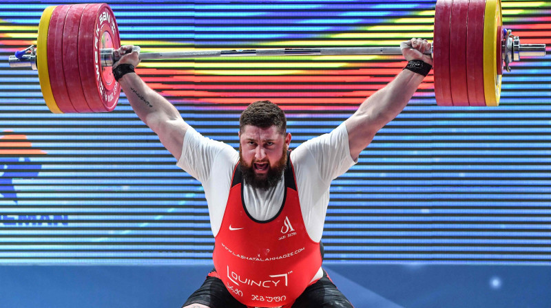 Šī brīža pasaules spēcīgākais svarcēlājs un olimpiskais čempions Laša Talahadze (Gruzija).
Foto: AFP/Scanpix
