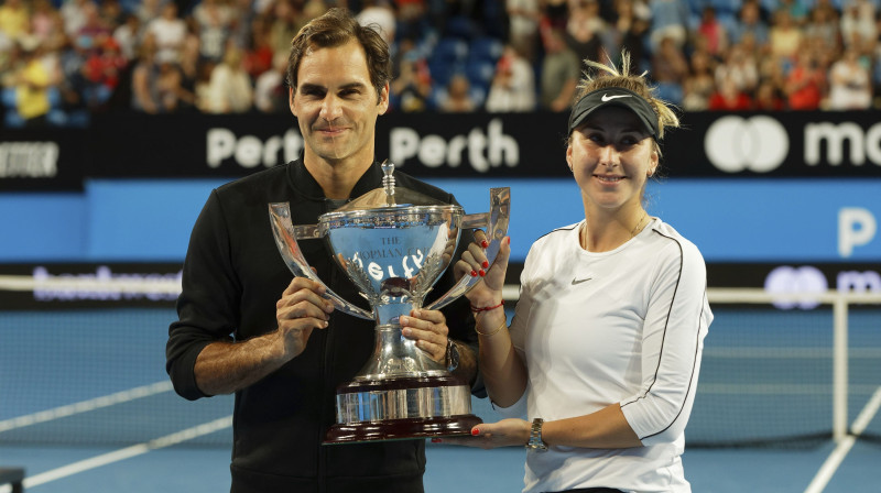 Rodžers Federers un Belinda Benčiča. Foto: AP/Scanpix