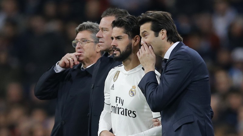 Isko un Santjago Solari. Foto: AP/Scanpix