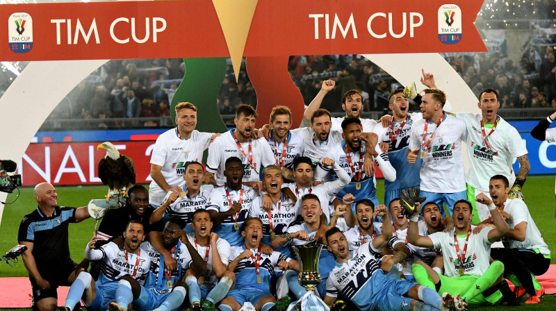 Romas "Lazio" priecājas par triumfu Itālijas kausā. Foto: AFP/Scanpix