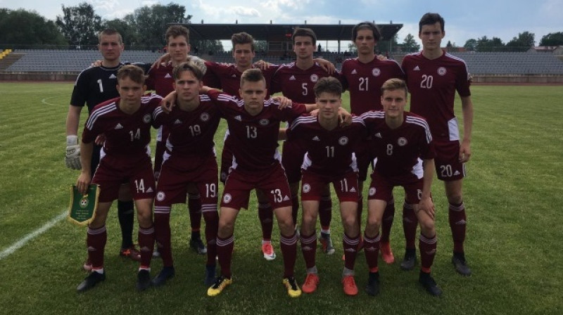 Latvijas U19 izlase. Foto: LFF