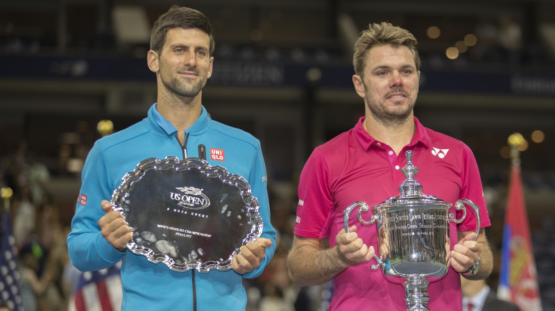 Novaks Džokovičs un Stens Vavrinka 2016. gada "US Open" finālā. Foto: Reuters/Scanpix