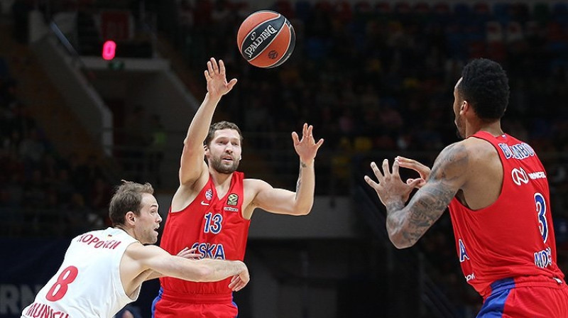 Jānis Strēlnieks: astoņi punkti uzvarā pār Minsku. Foto: CSKA