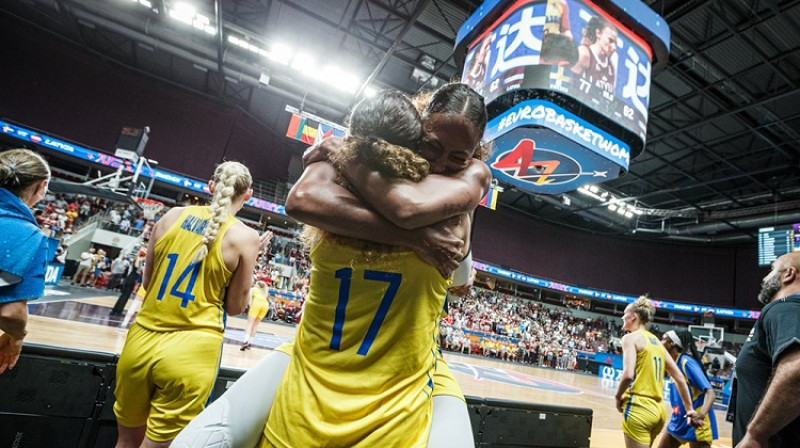 Zviedrijas basketbolistes 2019. gada Eiropas čempionātā Rīgā. Foto: FIBA