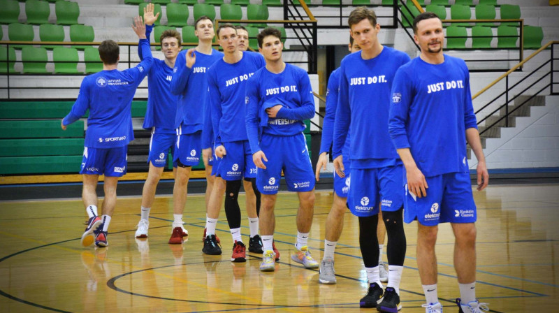 "Latvijas Universitātes" basketbolisti. Foto: BK Valka/Valga