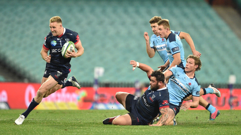 Epizode no "Waratahs" un "Rebels" cīņas. Arī sezonas kopvērtējumā melburnieši bija nenotverami.
Foto: AFP/Scanpix