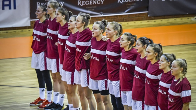 Latvijas U18 juniores 2019. gada Eiropas čempionātā Sarajevā. Foto: FIBA Europe