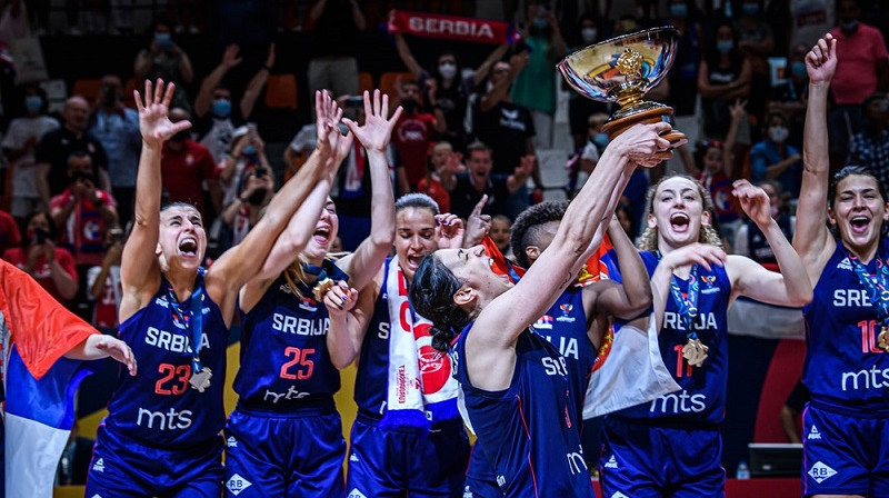 Serbijas basketbolistes: divkārtējas Eiropas čempiones. Foto: FIBA