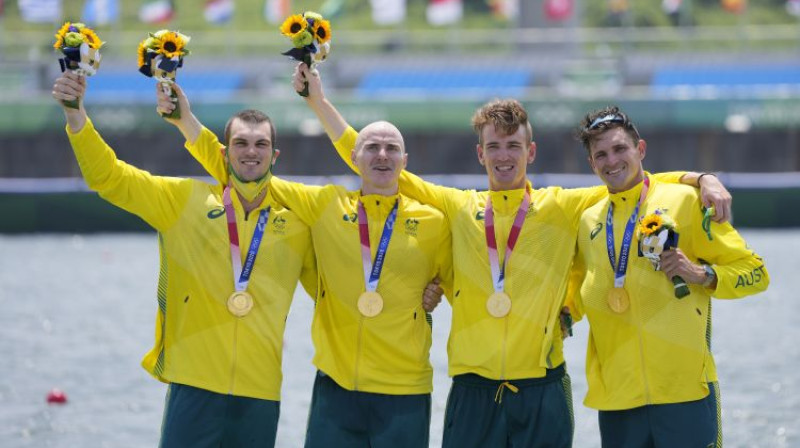 Austrālijas četrinieks - olimpiskie čempioni. Foto: AP/Scanpix