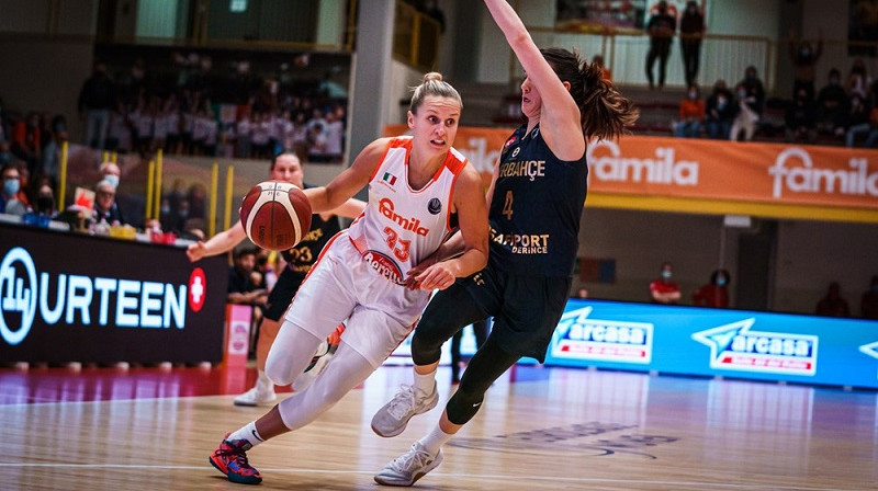 Kitija Laksa: 13 punkti, četras piespēles un trīs pārķertas bumbas uzvarā pār "Fenerbahce". Foto: EuroLeague Women