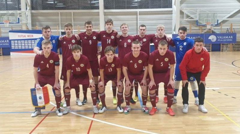 Latvijas U19 telpu futbola izlase. Foto: LFF