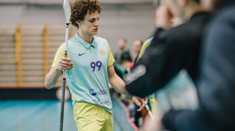 Rūdolfs Vilmanis pēdējā spēlē bija savas komandas rezultatīvākais
Foto: Floorball.lv