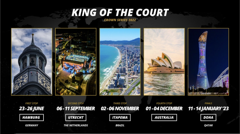 "King of the Court" jaunās sezonas posmi. Foto: kingofthecourt.com