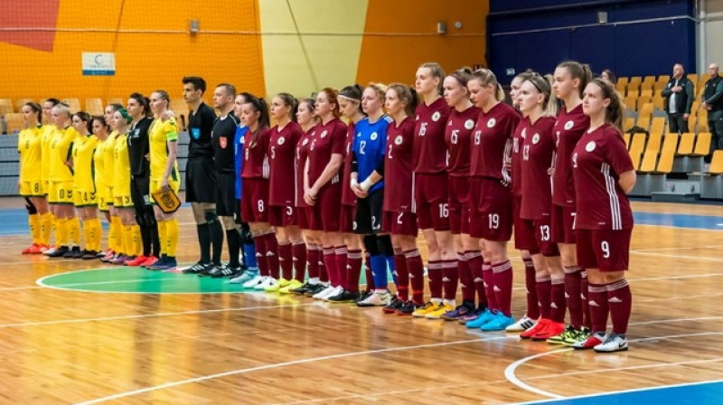 Latvijas sieviešu telpu futbola izlase. Foto: LFF