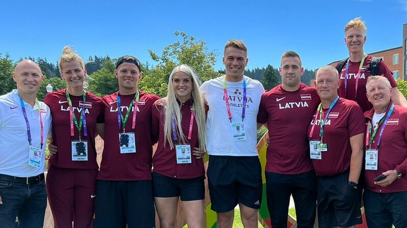Latvijas delegācija Oregonā, Gunta Vaičule un Arnis Rumbenieks pievienosies mazliet vēlāk. Foto: athletics.lv