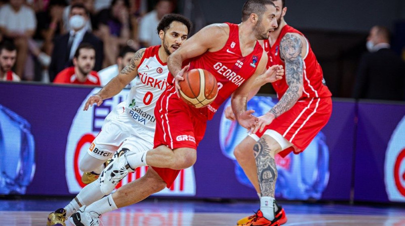 Gruzijas un Turcijas duelis ''EuroBasket 2022'' ietvaros. Foto: FIBA