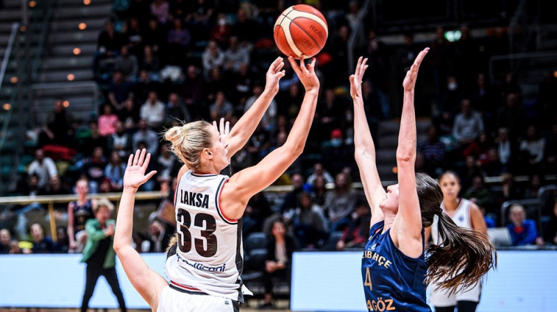 Kitija Laksa: pirmais "double-double" Eirolīgas karjerā. Foto: EuroLeague Women