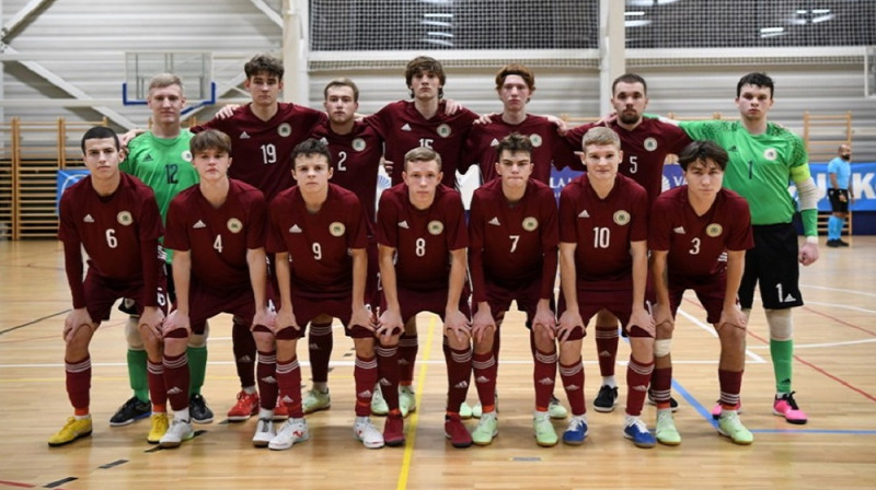 Latvijas U19 telpu futbola izlase. Foto:Latvijas Futbola federācija.