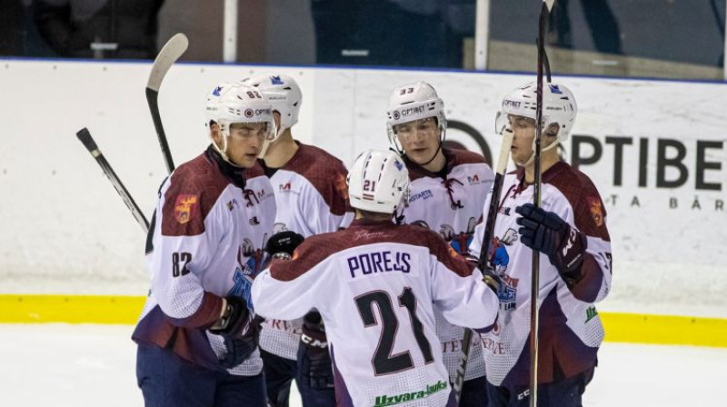 "Zemgales" hokejisti. Foto: Guntis Lazdāns/LHF