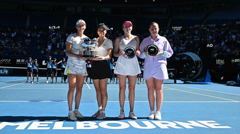 "Australian Open" fināla dalībnieces - Elīza Mertensa, Suvei Sei, Ludmila Kičenoka, Aļona Ostapenko. Foto: AFP/Scanpix
