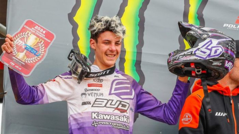 2024. gada EMX250 klases čempions Matiss Valins. Foto: mxgp.com