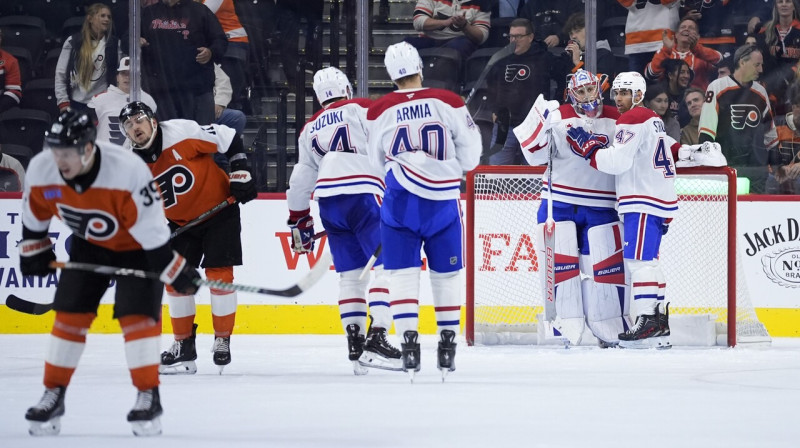 Mirklis pēc Filadelfijas "Flyers" septītā zaudējuma pēdējās astoņās spēlēs. Foto: Matt Slocum/AP/Scanpix