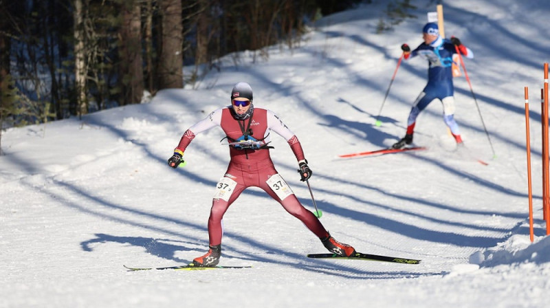 Lūkass Siliņš pasaules čempionāta sprinta distances finišā. Foto: Timo Mikkola.