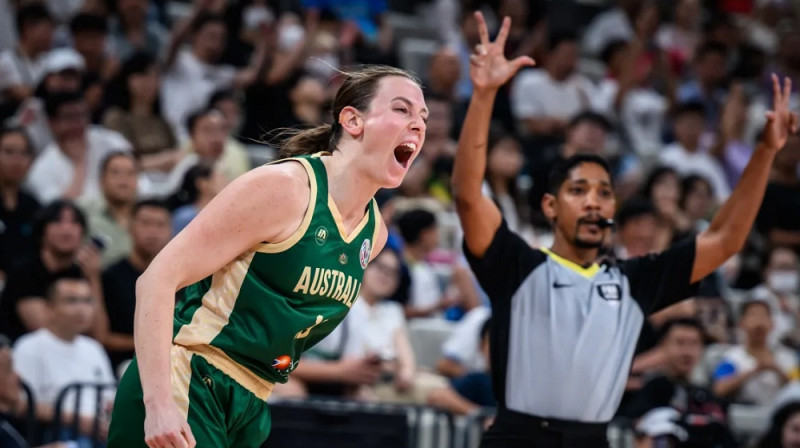 Austrālijas latviete Sāra Blicavs 2025. gada Āzijas kausā. Foto: FIBA
