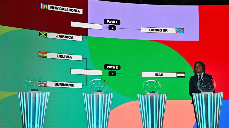 2026. gada pasaules meistarsacīkšu kvalifikācijas starpkontinentālā papildturnīra zari – šeit tiks izspēlētas divas ceļazīmes. 
Foto: Fabrice Coffrini/AFP/Scanpix