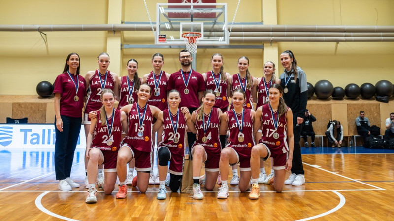 Latvijas U18 meiteņu izlase 2026. gada 5. janvārī. Foto: Basket.ee