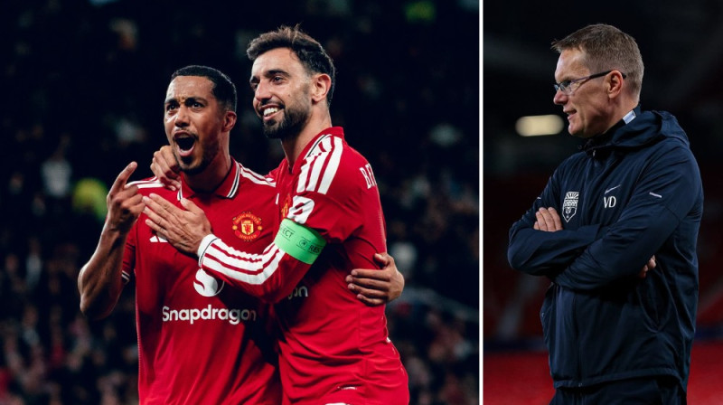 Juri Tīlemanss, Brunu Fernandišs, Valds Dambrausks. Foto: Manchester United, Sabah FC